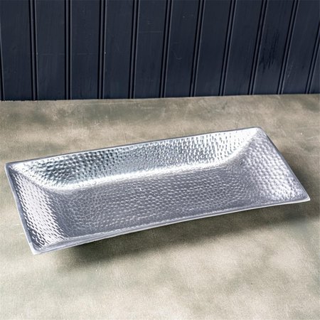 TARIFA 2 x 5.5 x 14.5 in. Silver Hammered Rectangle Serving Tray TA2627712